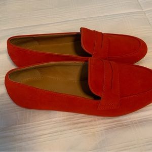 JCrew red suede Charlie loafers 5.5